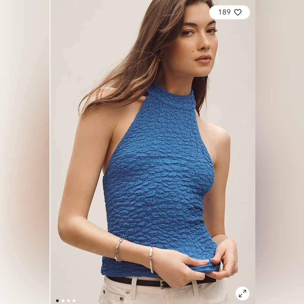 Maeve Blue Textured Tank Top